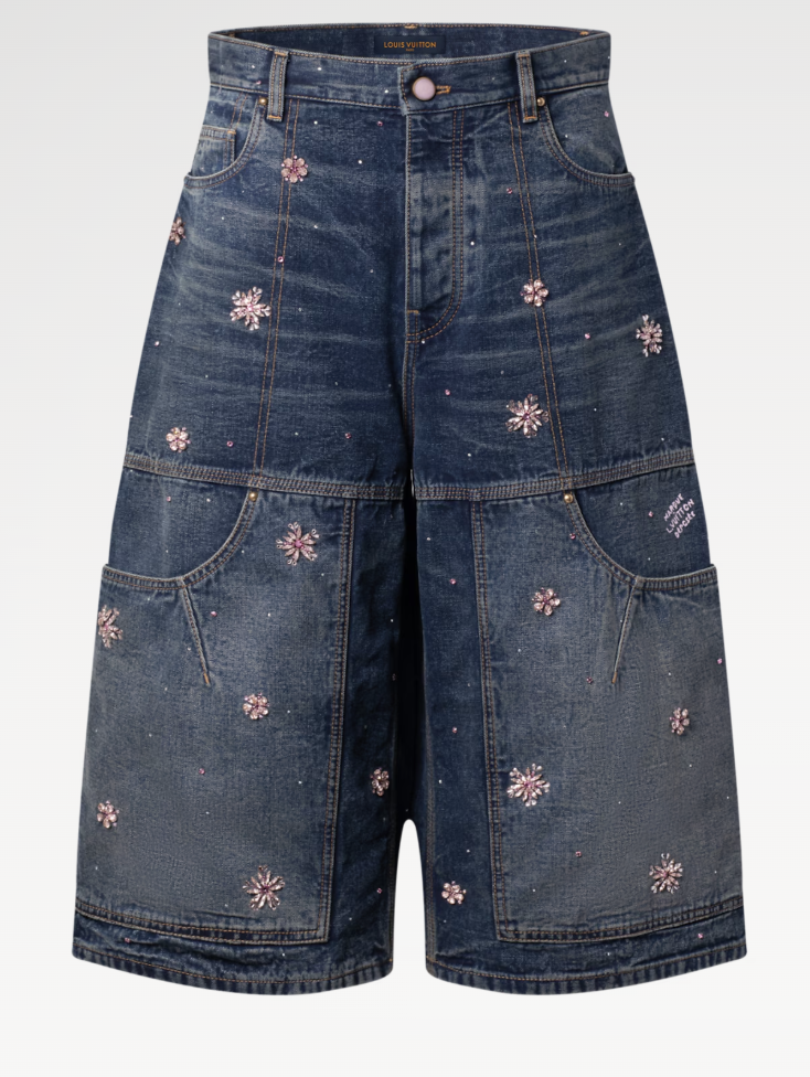 Louis Vuitton, Embroidered Denim Workwear Shorts