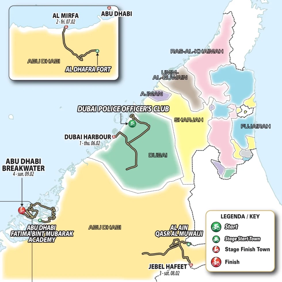 UAE Tour Women 2025 route. Image credit: UAE Tour Women.