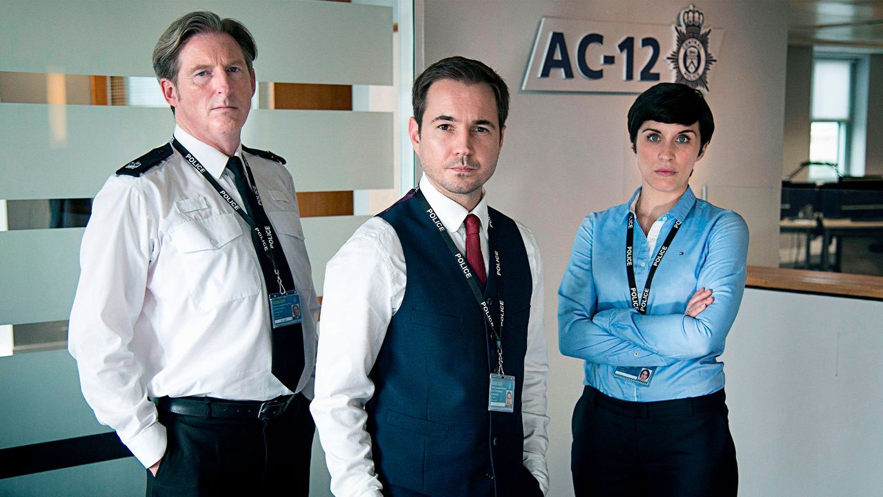 Original Film Title: LINE OF DUTY. English Title: LINE OF DUTY. Film Director: JED MERCURIO. Year: 2012. Stars: ADRIAN DUNBAR; MARTIN COMPSTON; VICKY MCCLURE. Credit: BBC DRAMA PRODUCTIONS / Album