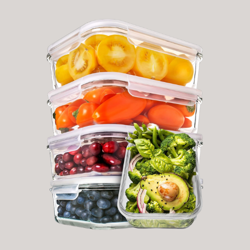 [5-Pack] Food Prep &amp;amp; Storage Glass Containers With Lids - Airtight Glass Meal Prep Containers Reusable (880 Millilitres - 1 Compartment)