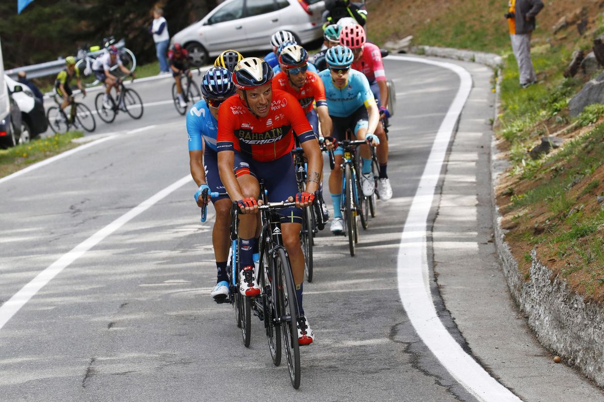 Damiano Caruso (Bahrain Merida) on the front