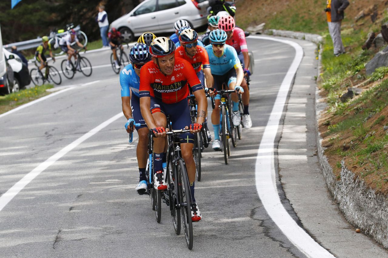 Damiano Caruso (Bahrain Merida) on the front