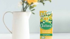 Zoflora uses: Springtime disinfectant box on table with daffodils