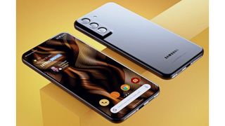 An unofficial render of the Galaxy S22 from the front and back