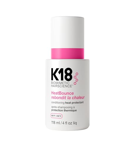 K18 Heatbounce Conditioning Heat Protectant Spray, Lightweight Leave-In Conditioner + 450&amp;#8457; (232&amp;deg;c) Heat Protection, Soften, Smooth + Detangle All Hair Types, 4 Fl Oz Liq