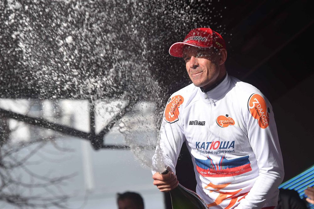 Alexander Kristoff celebrates his overall win at De Panne.