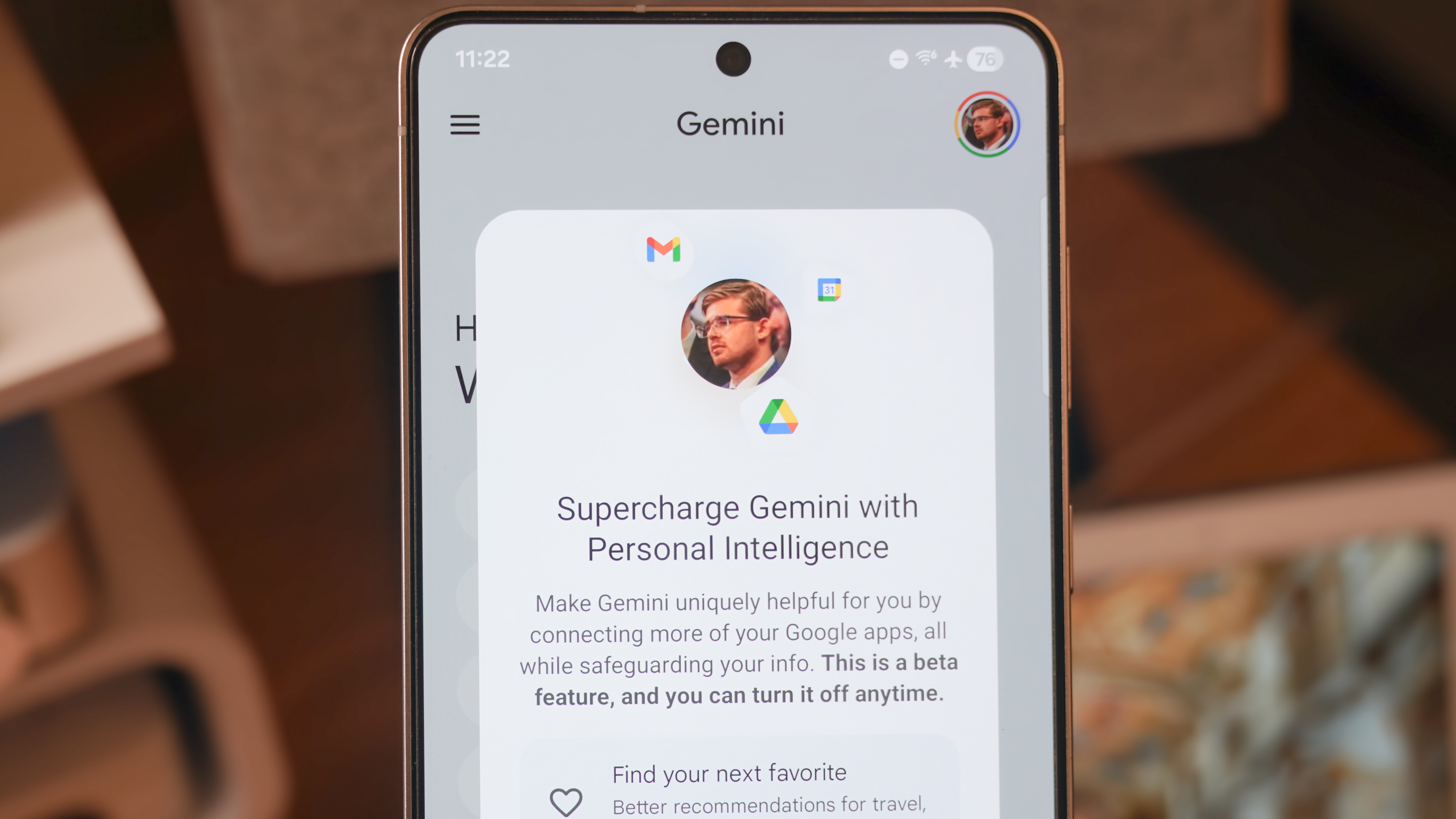 The Gemini Personal Intelligence feature on an Android phone.