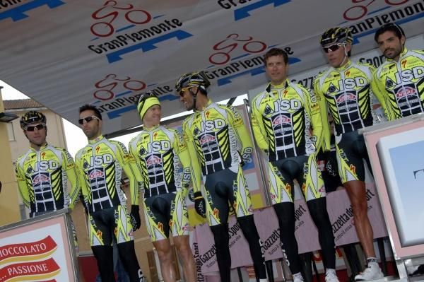 ISD on the podium for the start of the Giro del Piemonte in Novi Ligure.