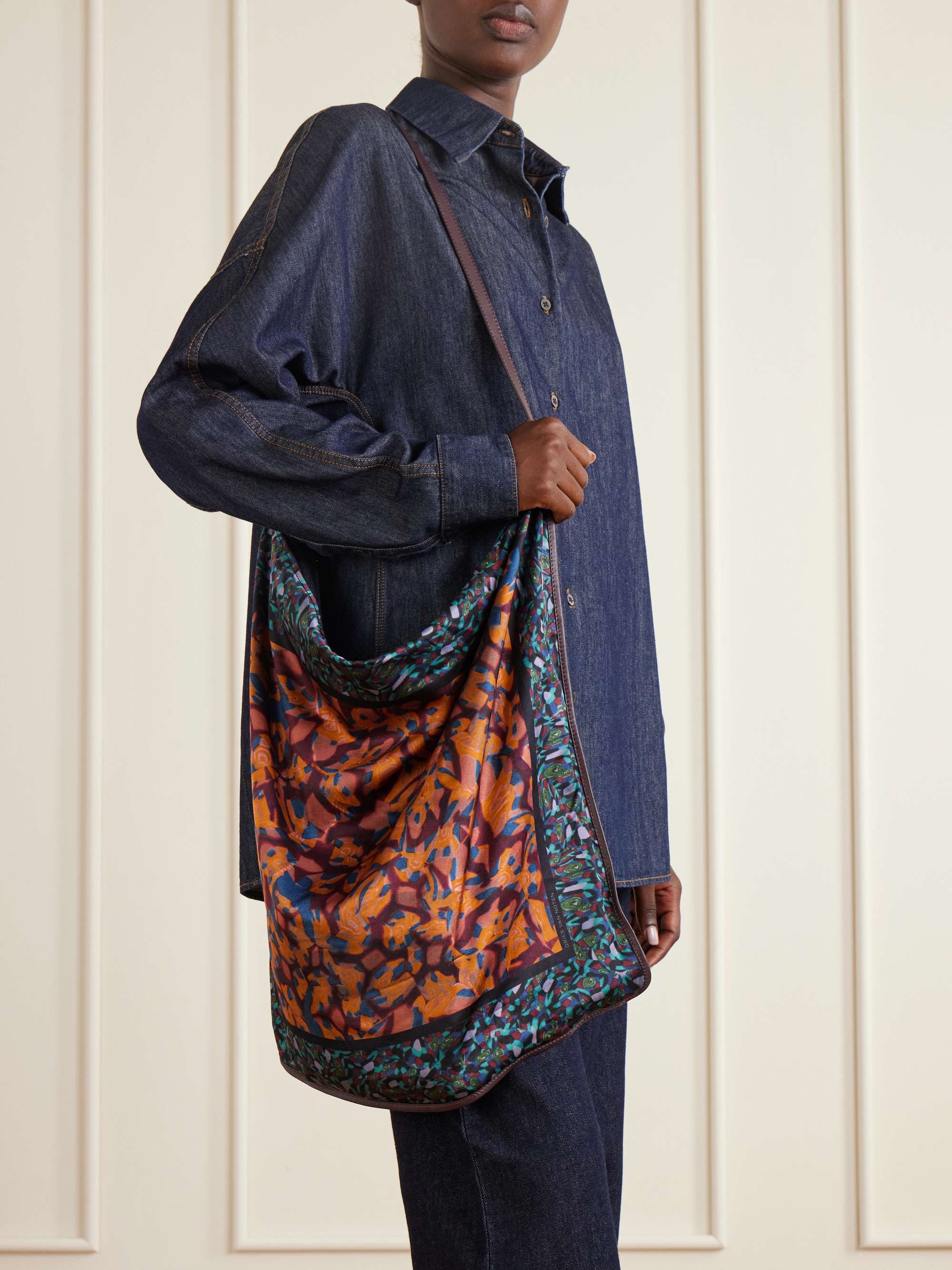 Printed Satin Shoulder Bag