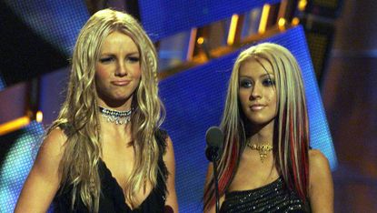 Britney Spears, Christina Aguilera at the 2000 MTV Video Music Awards at Radio City Music Hall in new York City