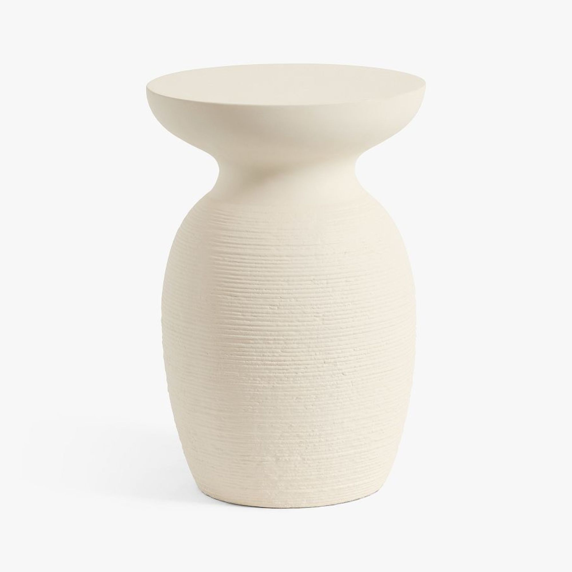 White stone side table