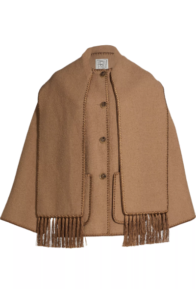 Toteme Embroidered Wool-Blend Scarf Jacket