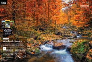 First two pages of project 5, about photographing woodland streams, in the Photo Active section of Digital Camera issue 288, December 2024