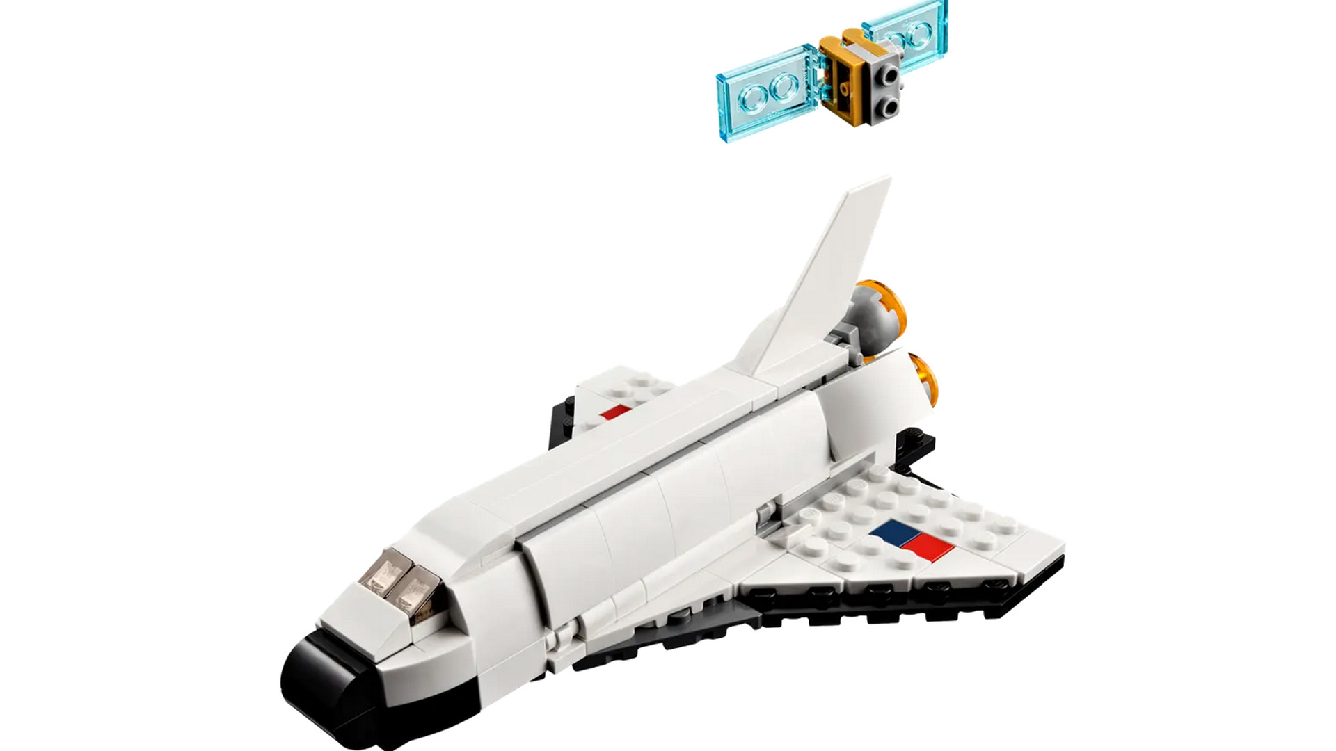 A Lego Creator 3-in-1 Shuttle with satellite.