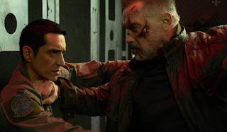 Terminator: Dark Fate Carl and the Rev-9 locked in combat