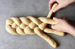 Plaiting a bread loaf