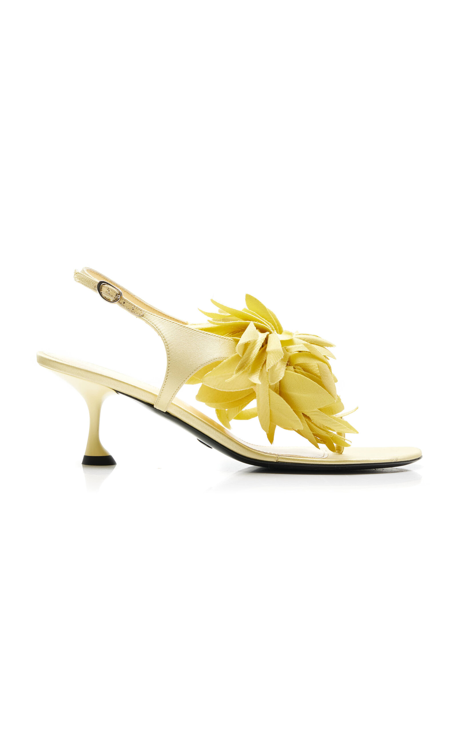 Tee Flower-Detailed Satin Thong Sandals