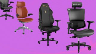Most comfortable gaming chairs on the market against a purple bacground