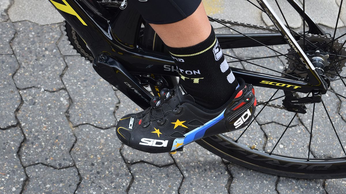 Matteo Trentin's custom Sidi Shot shoes for the European champion