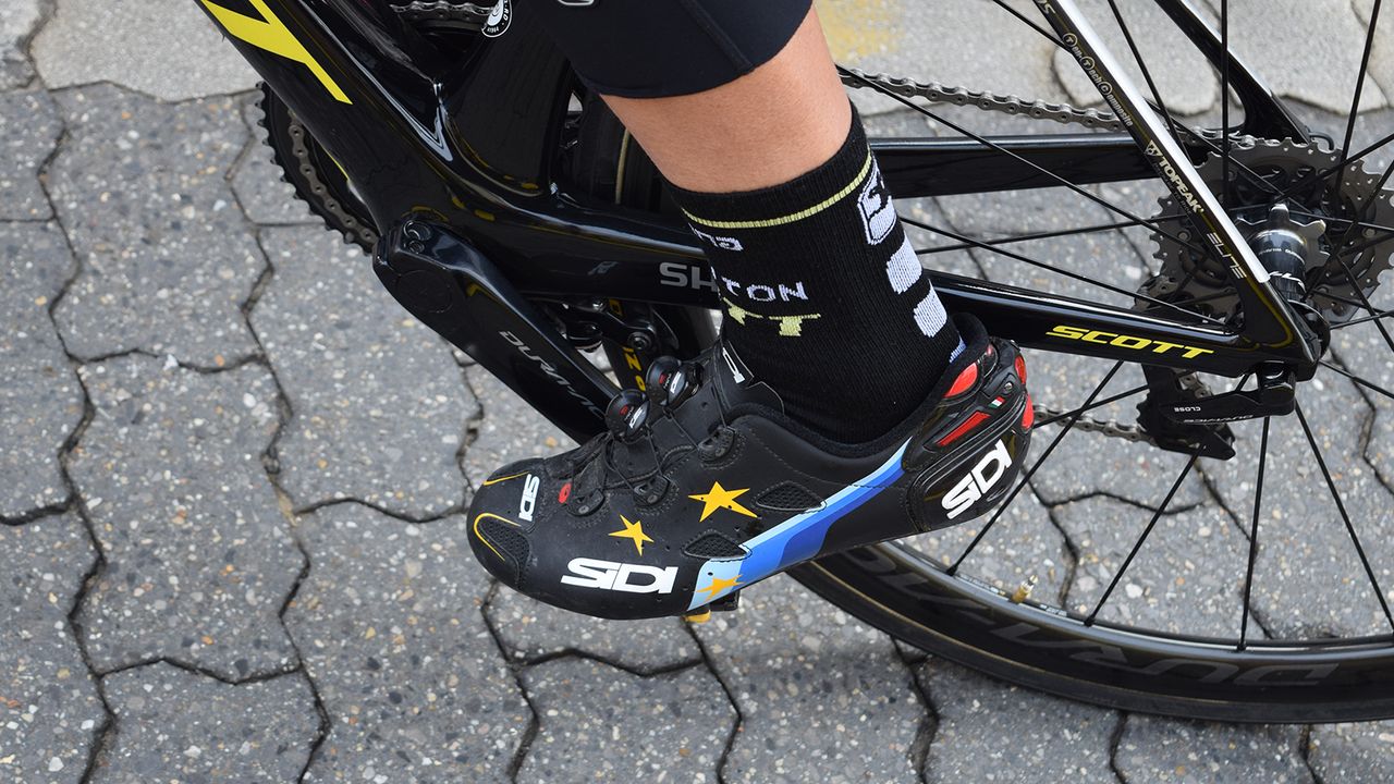 Matteo Trentin's custom Sidi Shot shoes for the European champion