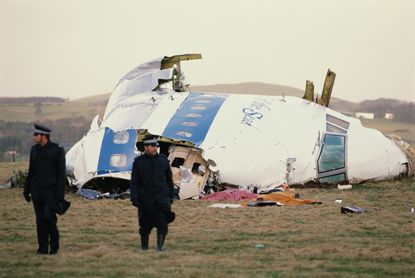 The remains of Pan Am Flight 103 after it was destroyed over Lockerbie, Scotland in 1988. 