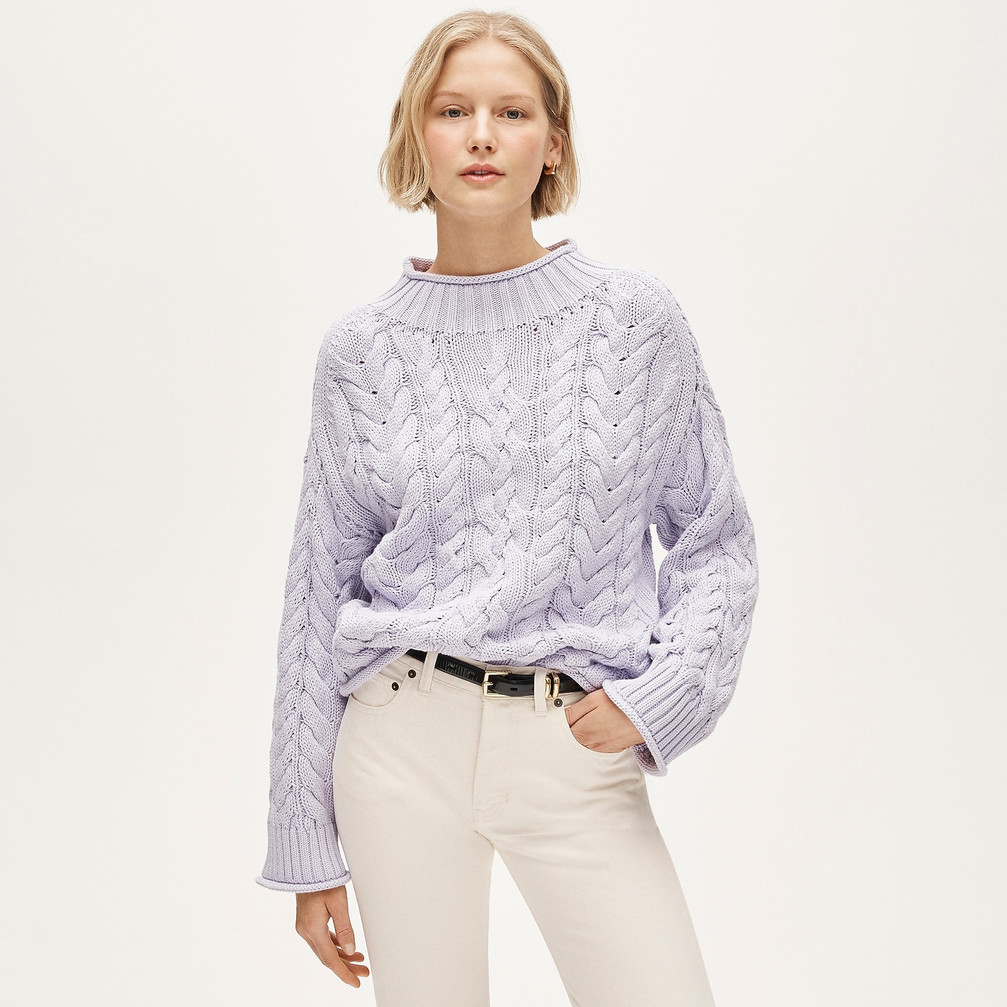 J.Crew, 2025 Rollneck&amp;trade; Sweater in Floral-Print Heritage Cotton