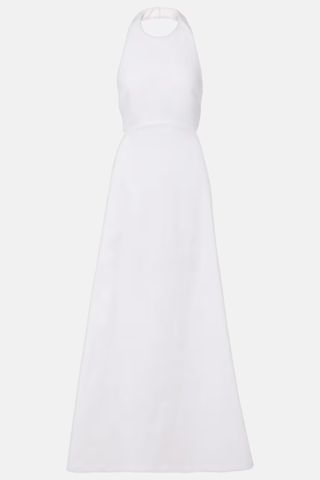 Adriana Degras Halter Neck Cotton Blend Midi Dress