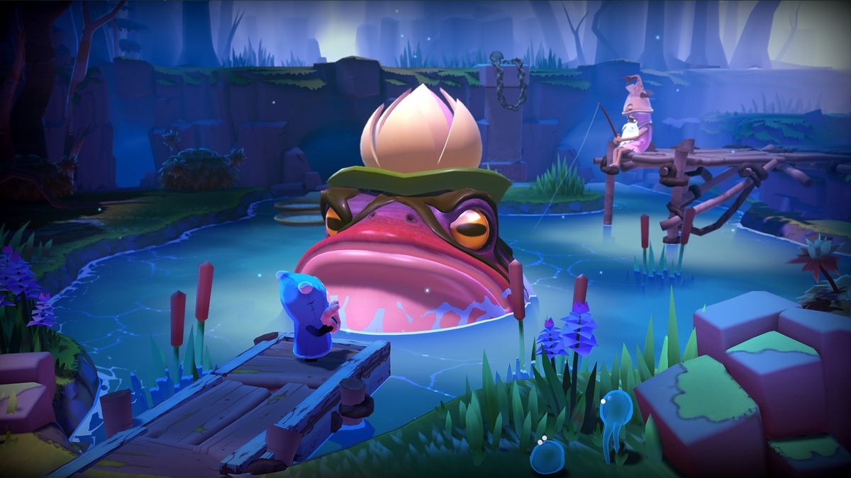 the last campfire screenshot showing the protagonist talking to a giant frog