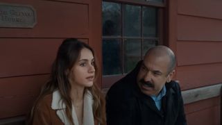 Addison Rae and Rick Hoffman in Thanksgiving