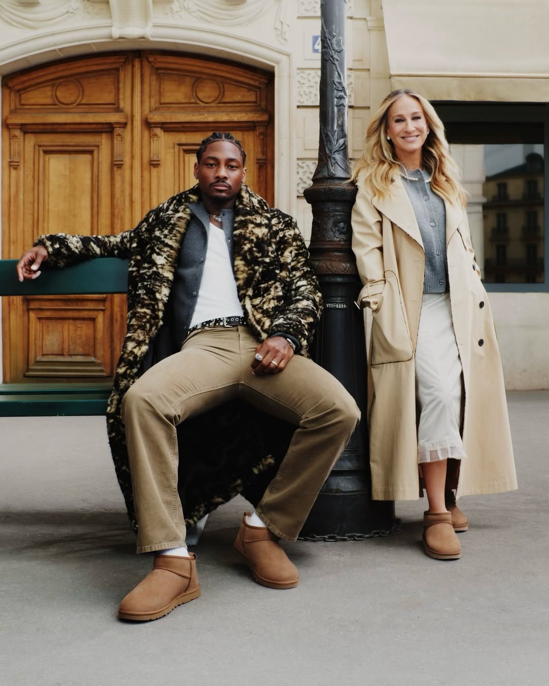 Sarah Jessica parker and Stefon Diggs wearing Uggs
