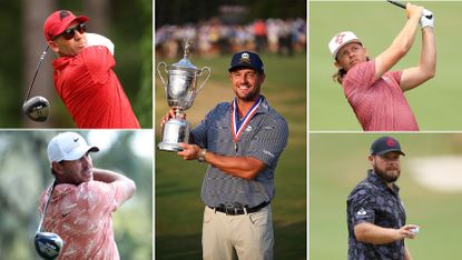 Bryson DeChambeau holds the US Open trophy and four LIV Golfers