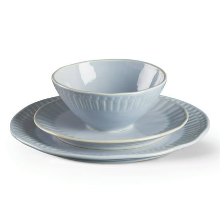 Oneida Entertain 365 12-Piece Artisanal Blue Stripe Stoneware Tableware Set (service for 4)