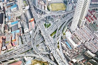 'site specific_SHANGHAI 04' showing cross roads with cars