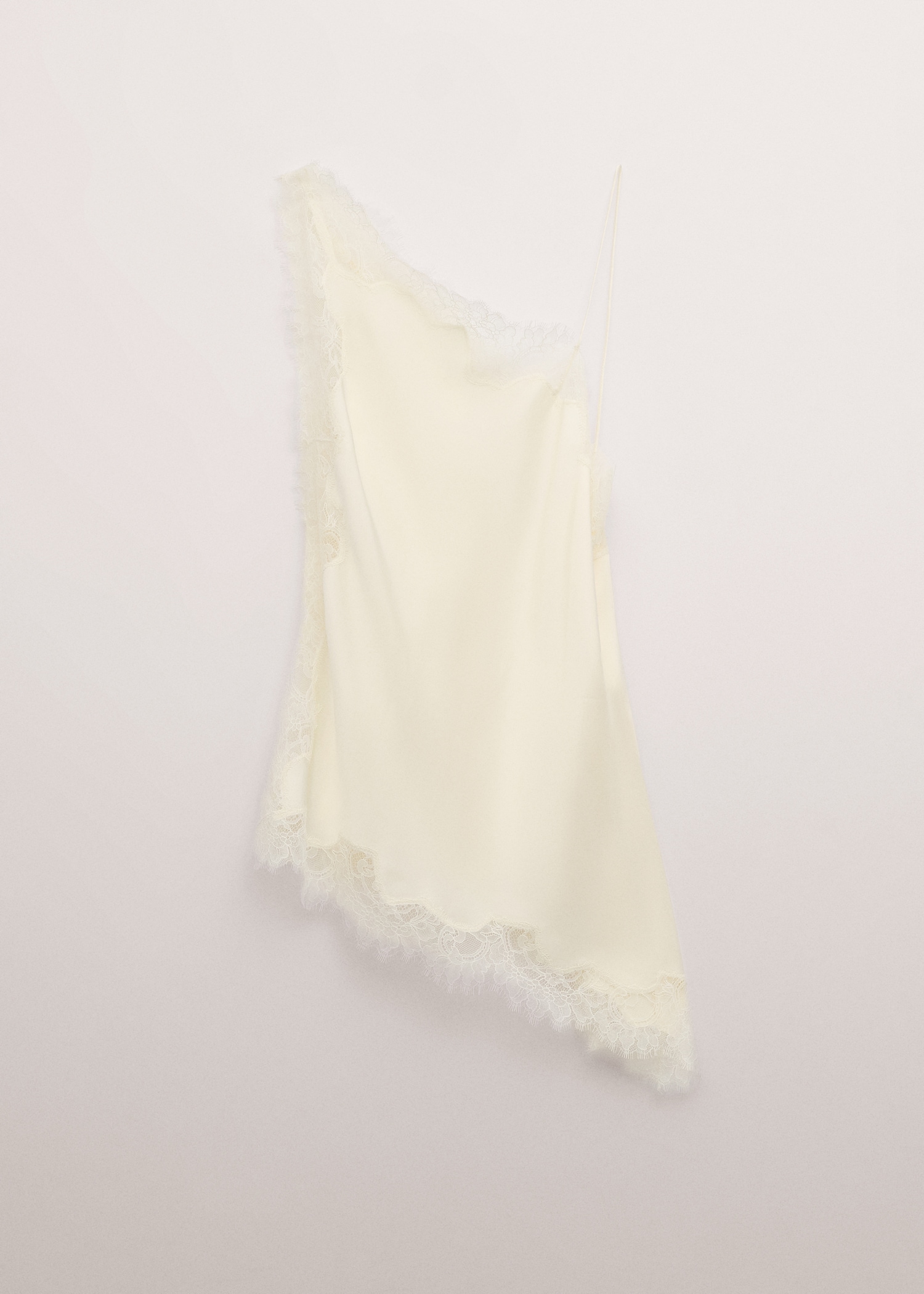 Asymmetric Satin Lace Top - Women | Mango Usa
