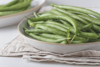 freshly cooked French beans on a plate