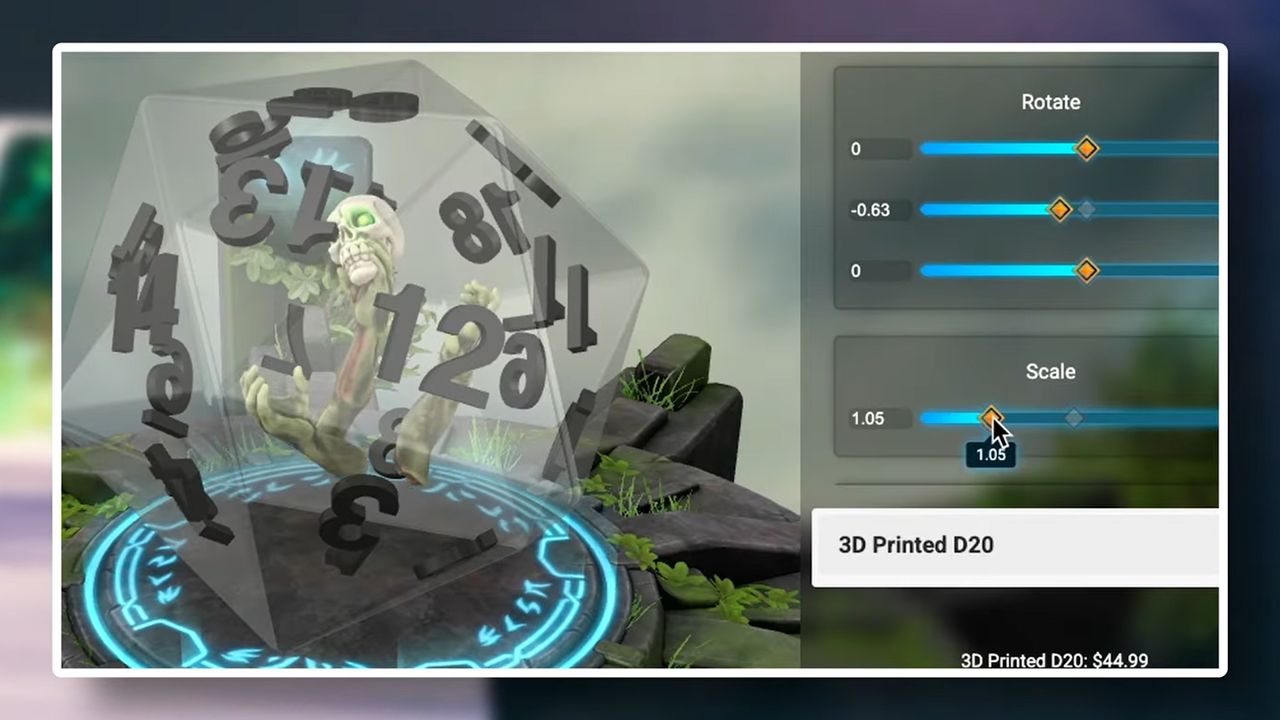 Screenshots from the Hero Forge custom dice designer Kickstarter campaign