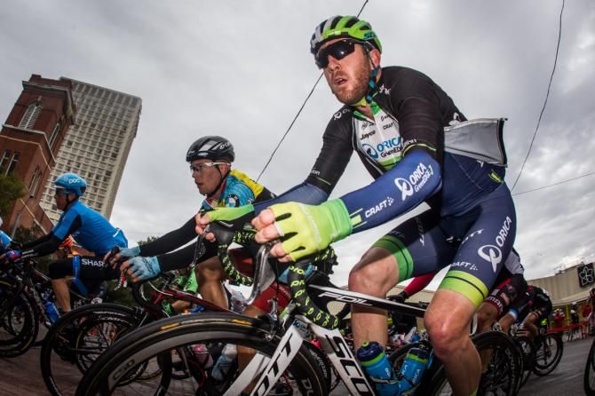 Matt Goss (Orica-GreenEdge) crests the top of the climb