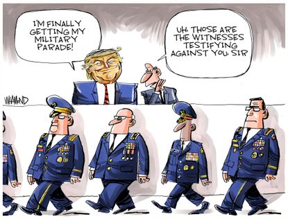 Political Cartoon U.S. Trump Military Parade Of Witnesses