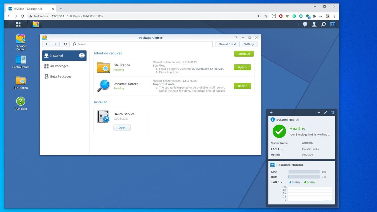 Synology DSM interface