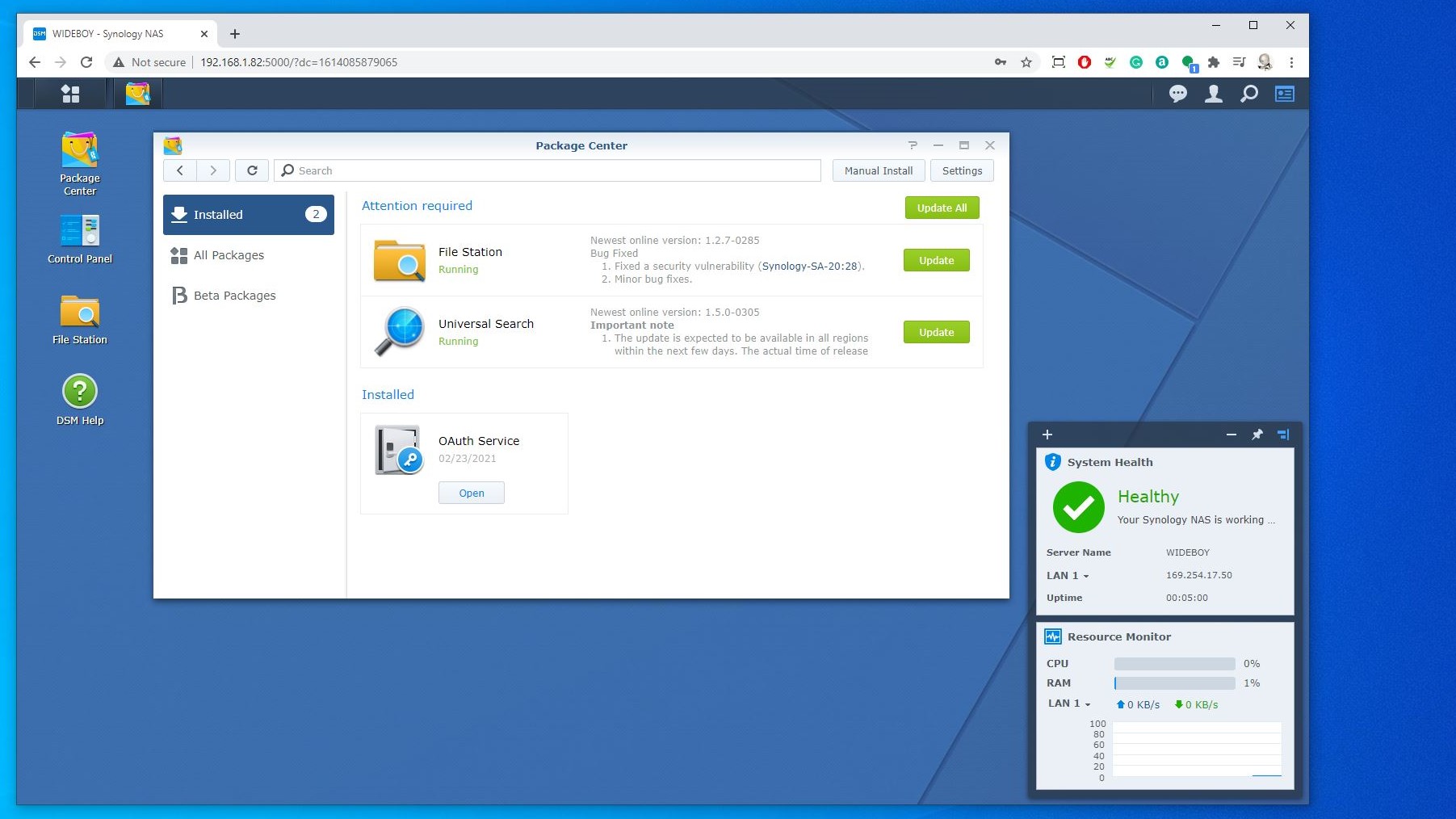 Synology DSM interface