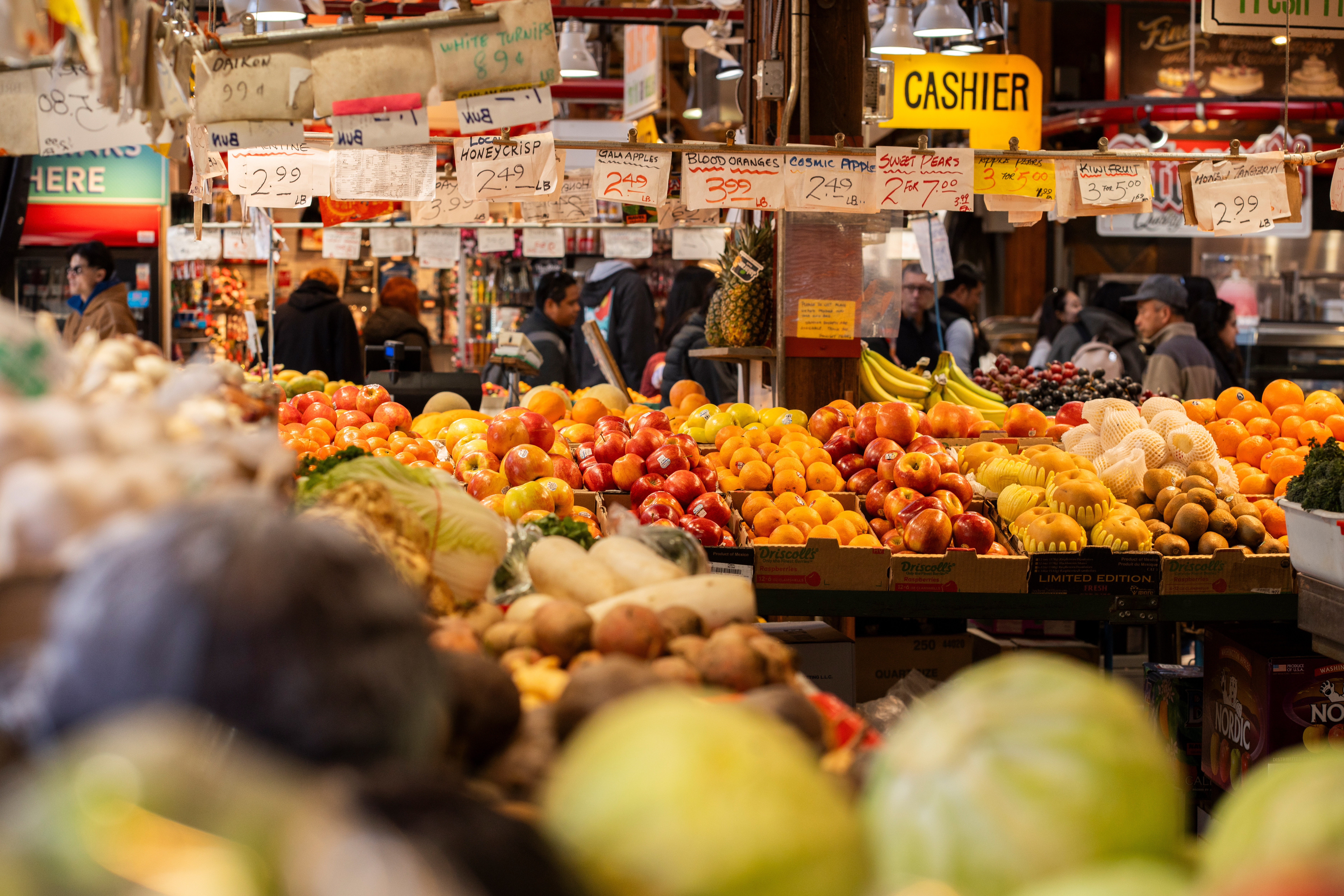 Fruit stands at Granville Public Market
