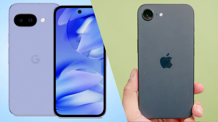 Pixel 9a render next to iPhone 16e