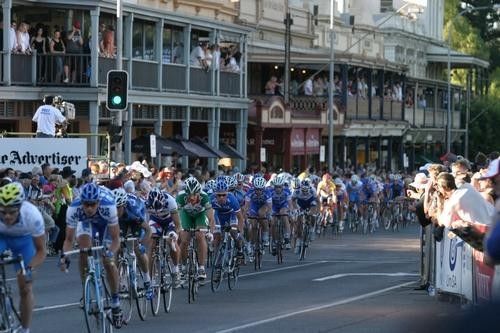 The peloton stretched out as the pace picks up