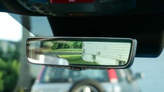 Closeup of the digital rearview mirror on the Kia EV9.