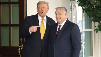Donald Trump points at Viktor Orban