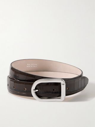 Mija Croc-Effect Leather Belt