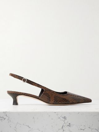 Catrina Snake-Effect Leather Slingback Pumps