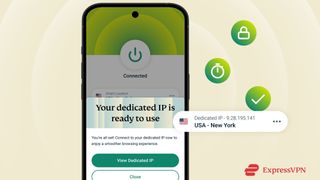 ExpressVPN dedicated IP option on smartphone –promo image