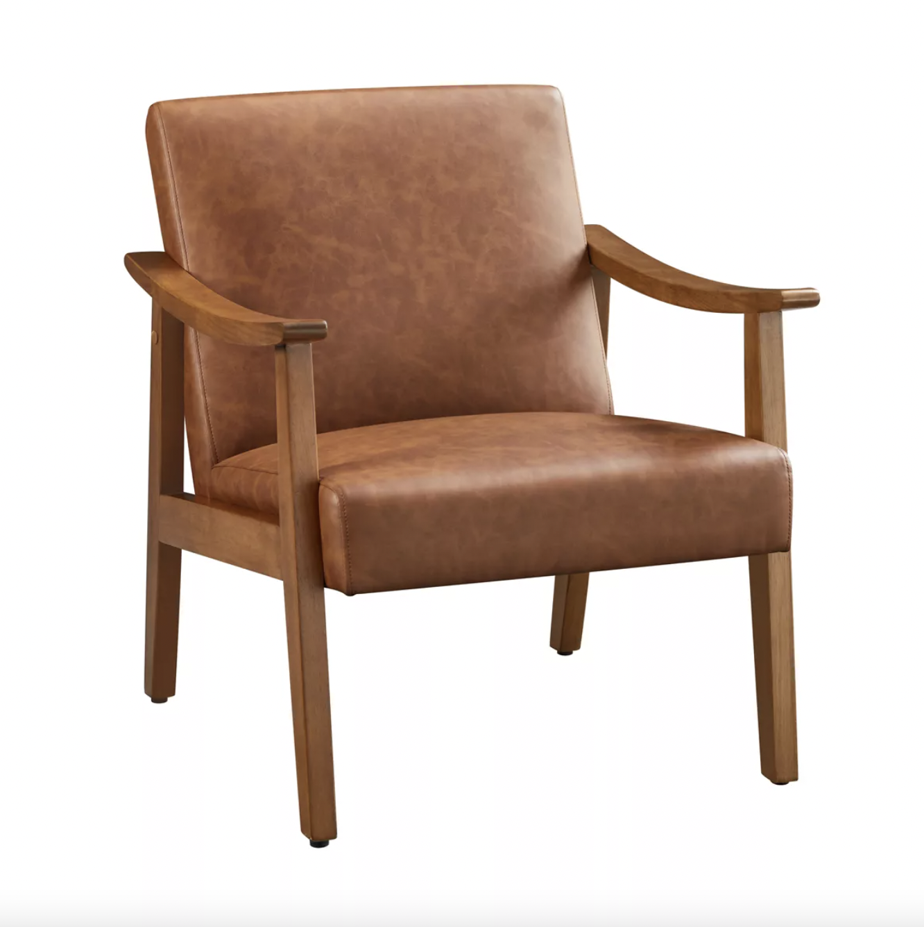 Yaheetech Modern Faux Leather Upholstered Armchair Accent Chair With Solid Wood Legs