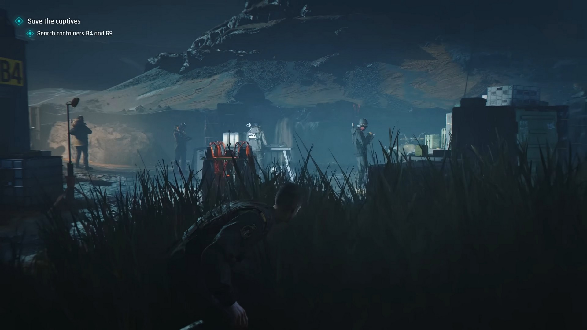 James Bond in 007 First Light hides in dark underbrush in Iceland